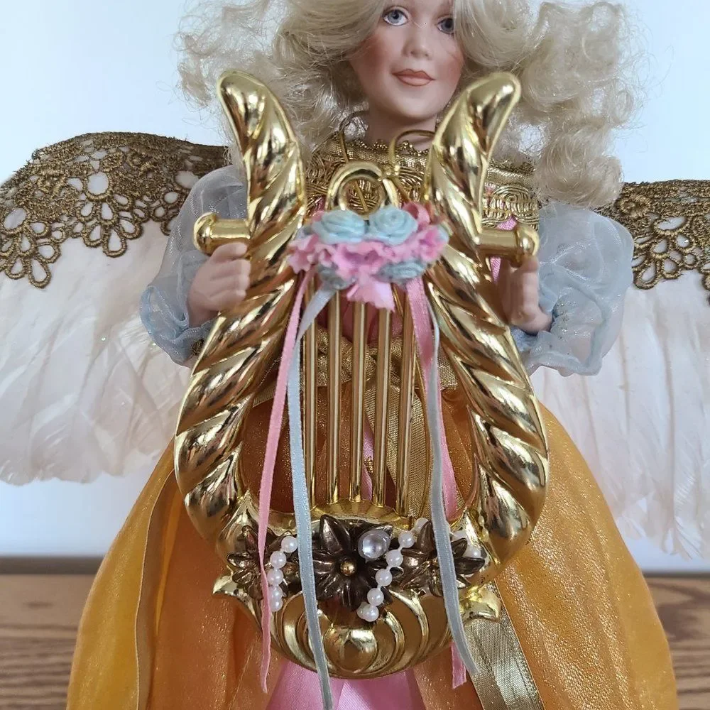 Paradise Galleries Vintage Light Up Porcelain Angel Tree Topper or Shelf Sitter